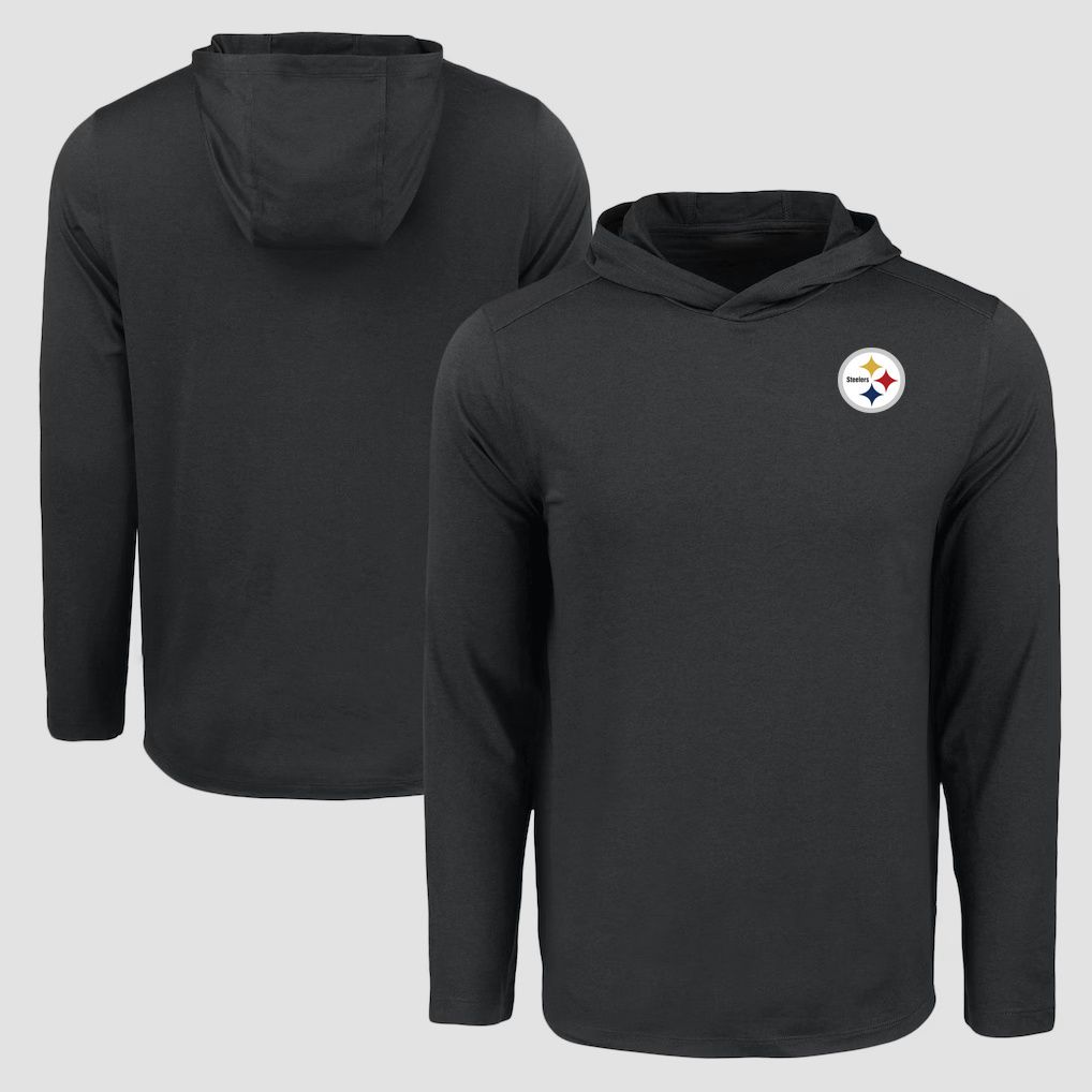 Men 2026 NFL Pittsburgh Steelers Hooded long sleeved T-shirt black 06->nfl t-shirts->Sports Accessory
